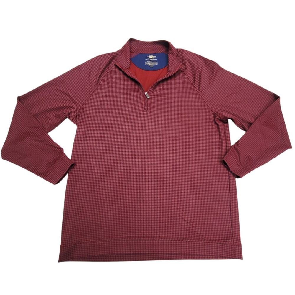 Hart Schaffner Marx Mens Large Burgundy 1/4 Zip Luxury Performance Pullover